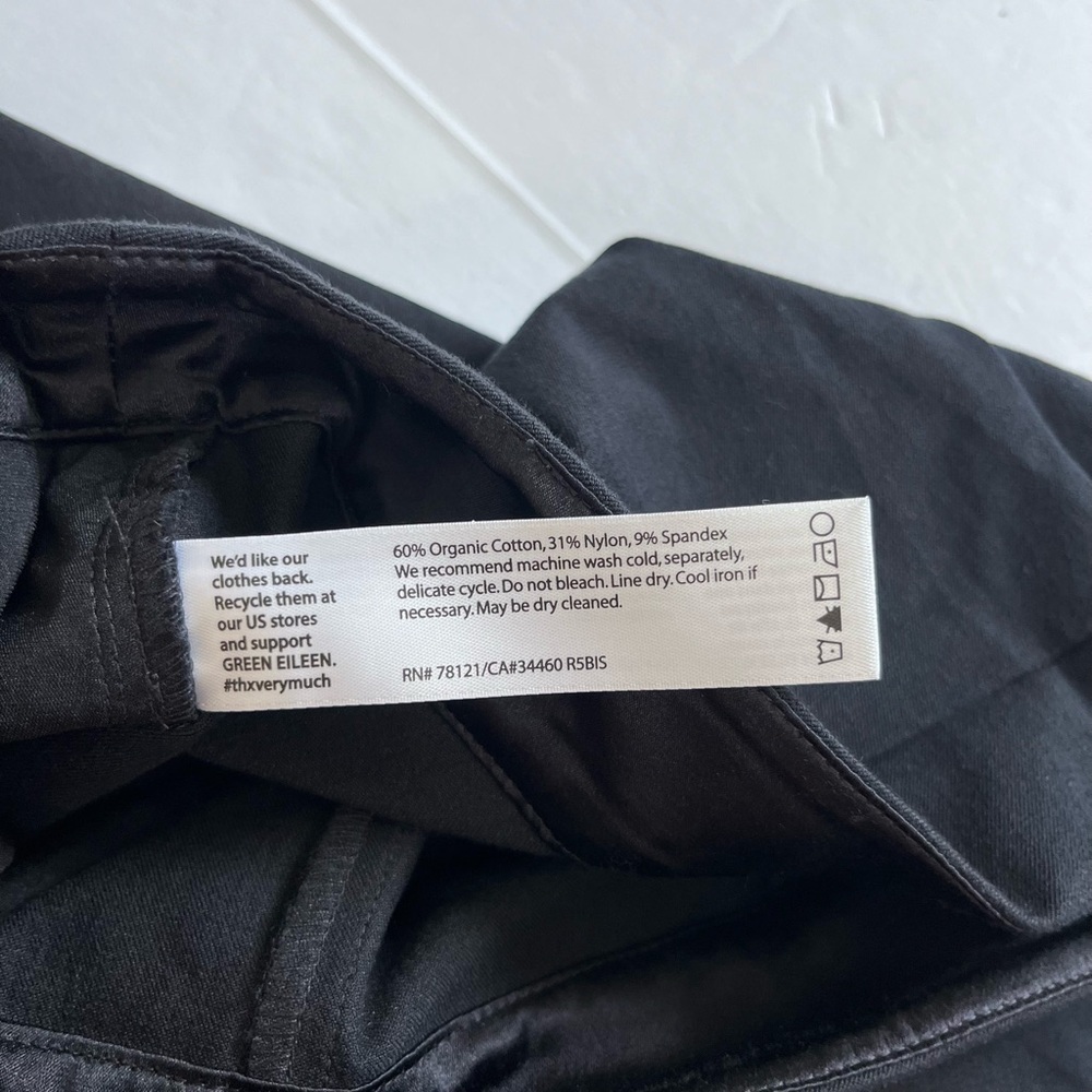 Eileen Fisher Organic Cotton Bistretch Twill Black Pants Sz M New with Flaw - Picture 5 of 12